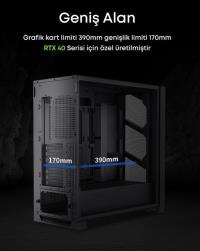 DRAGOS AIR  4x12CM ARGB FAN ATX USB3.0 + TYPE C SİYAH GAMING KASA PSU-YOK